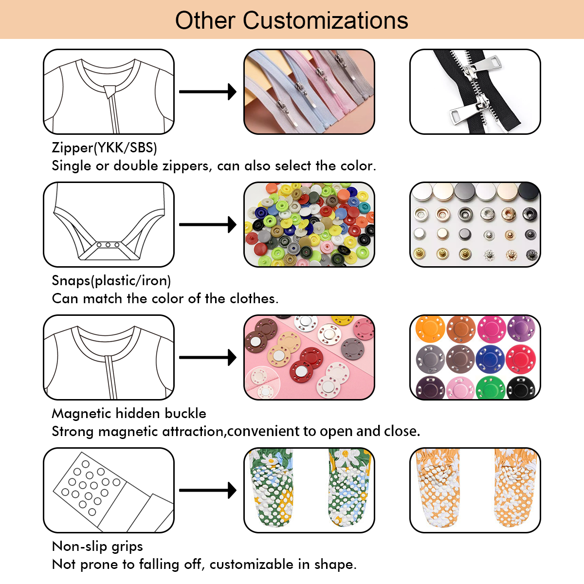 Customized Organic Bamboo Pajamas Zipper Rompers Baby Unisex Long Sleeve logo Printed Romper Infant Jumpsuits Rompers All Season - Image 5