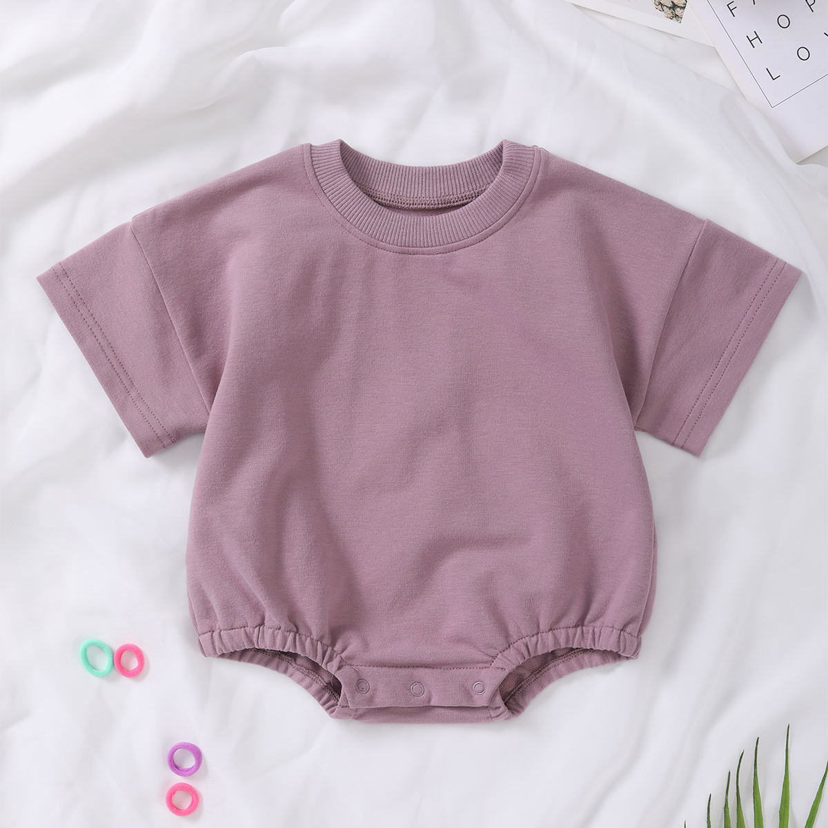 Customized Logo Short Sleeved Cotton Toddler Kid Oversized Sweatshirt Onesie Newborn Baby Sweater Romper - Image 4