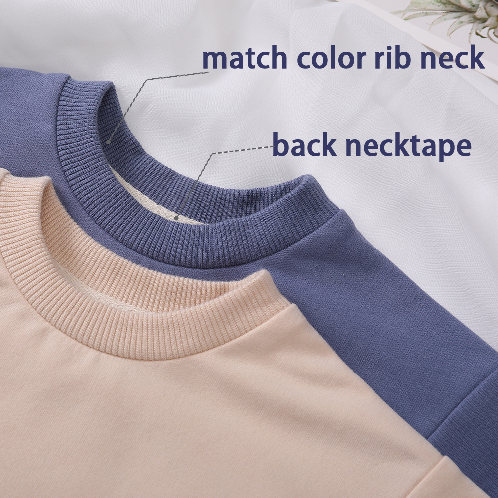 Ready to Ship Baby Crewneck Sweatshirt Romper Toddler Solid Pattern Jumpsuit Romper French Terry Cotton Newborn Bubble Romper - Image 4