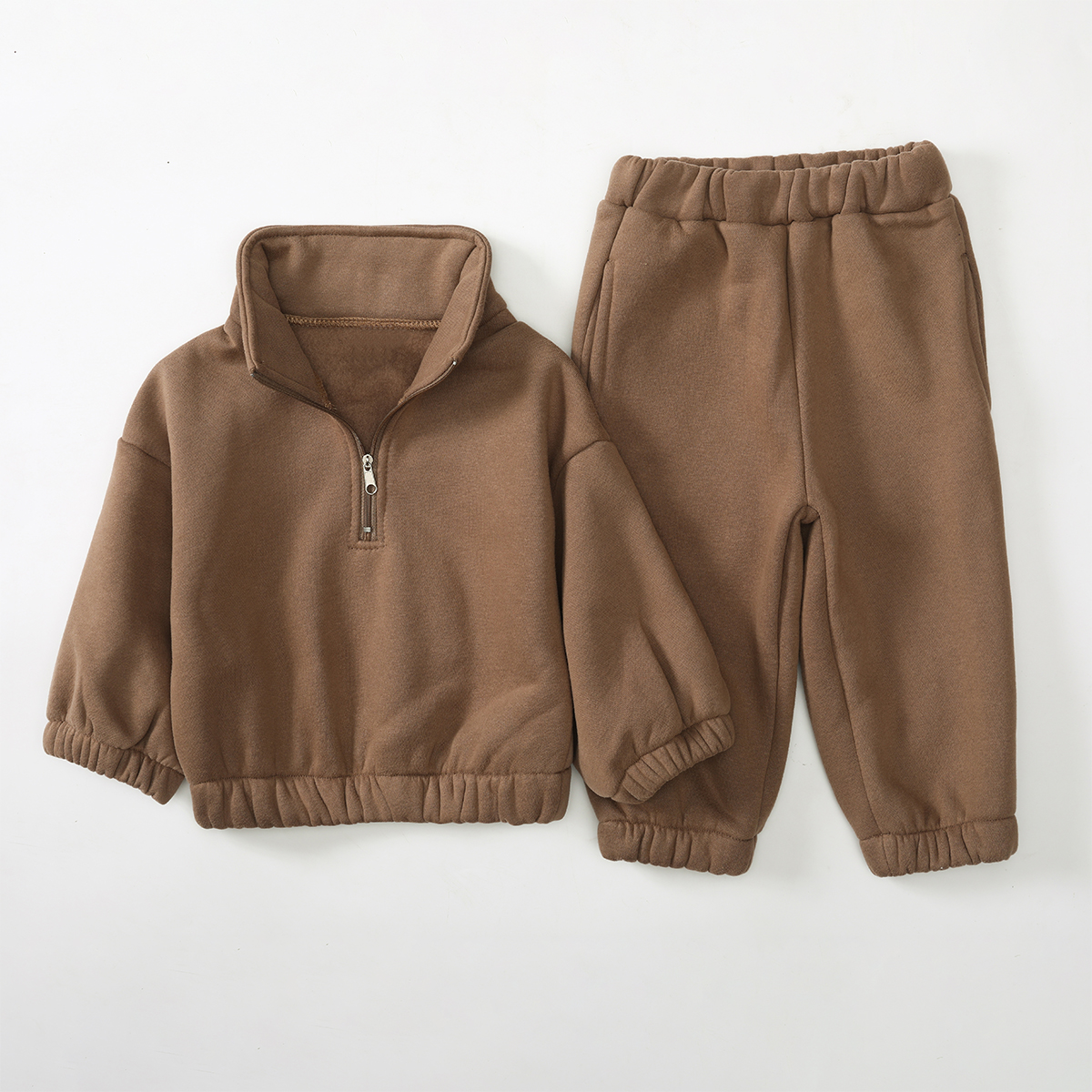 Custom Organic Cotton Solid Color Baby Tracksuit Set Soft Long Sleeve Children Outfits Sweatsuit Sets Kids Winter Joggers - Image 3