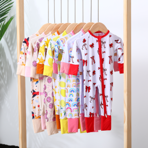 Hot Selling Bamboo Spandex Baby Romper Outfit Pyjama Children Long Sleeve Two Way Zipper Pijama Homewear Boys Clothing Sets