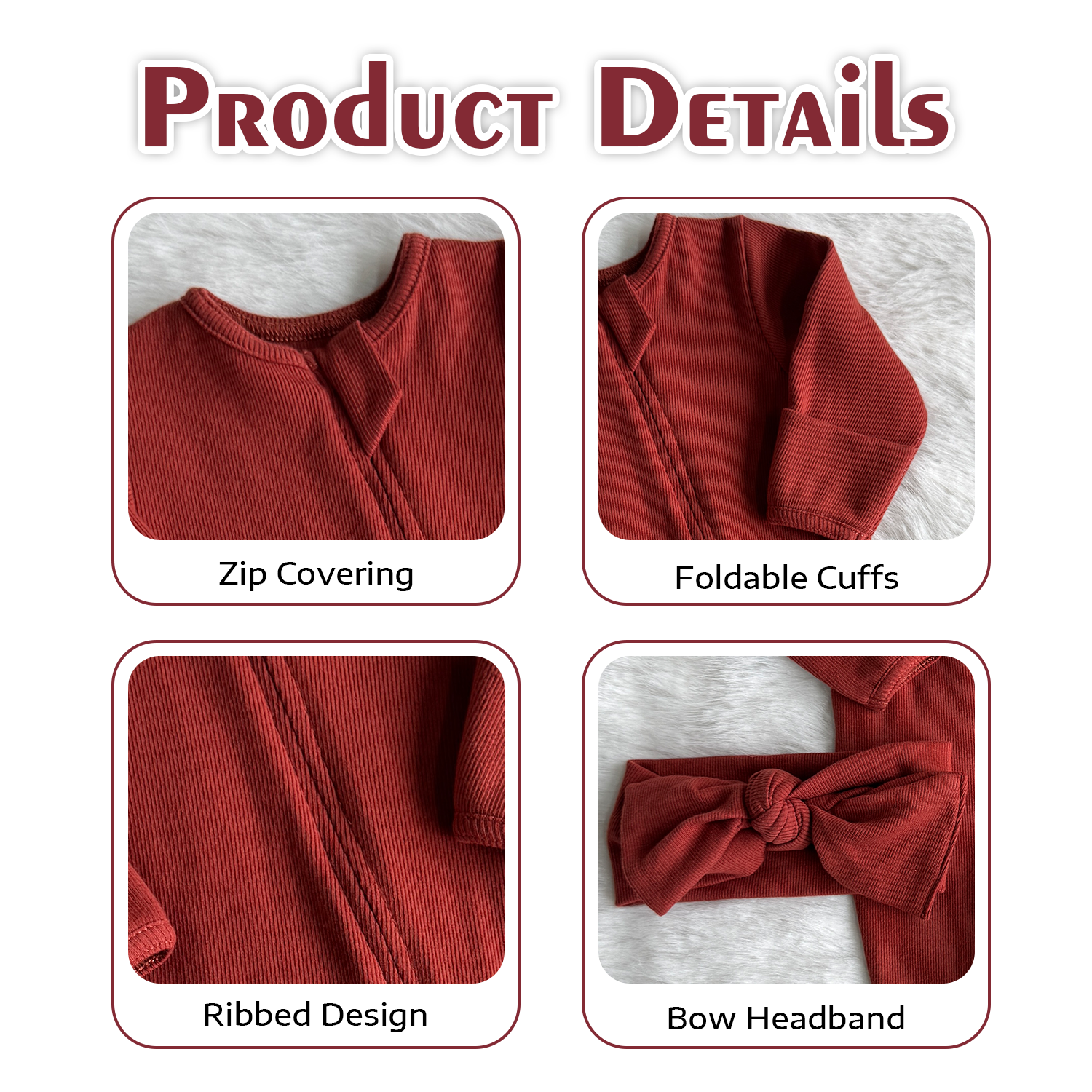 Wholesale Cotton Spandex Two Way Zipper Solid Baby Romper Long Sleeve One Piece Bodysuit Sleeper Onesie Children Jumpsuit Pajama - Image 3