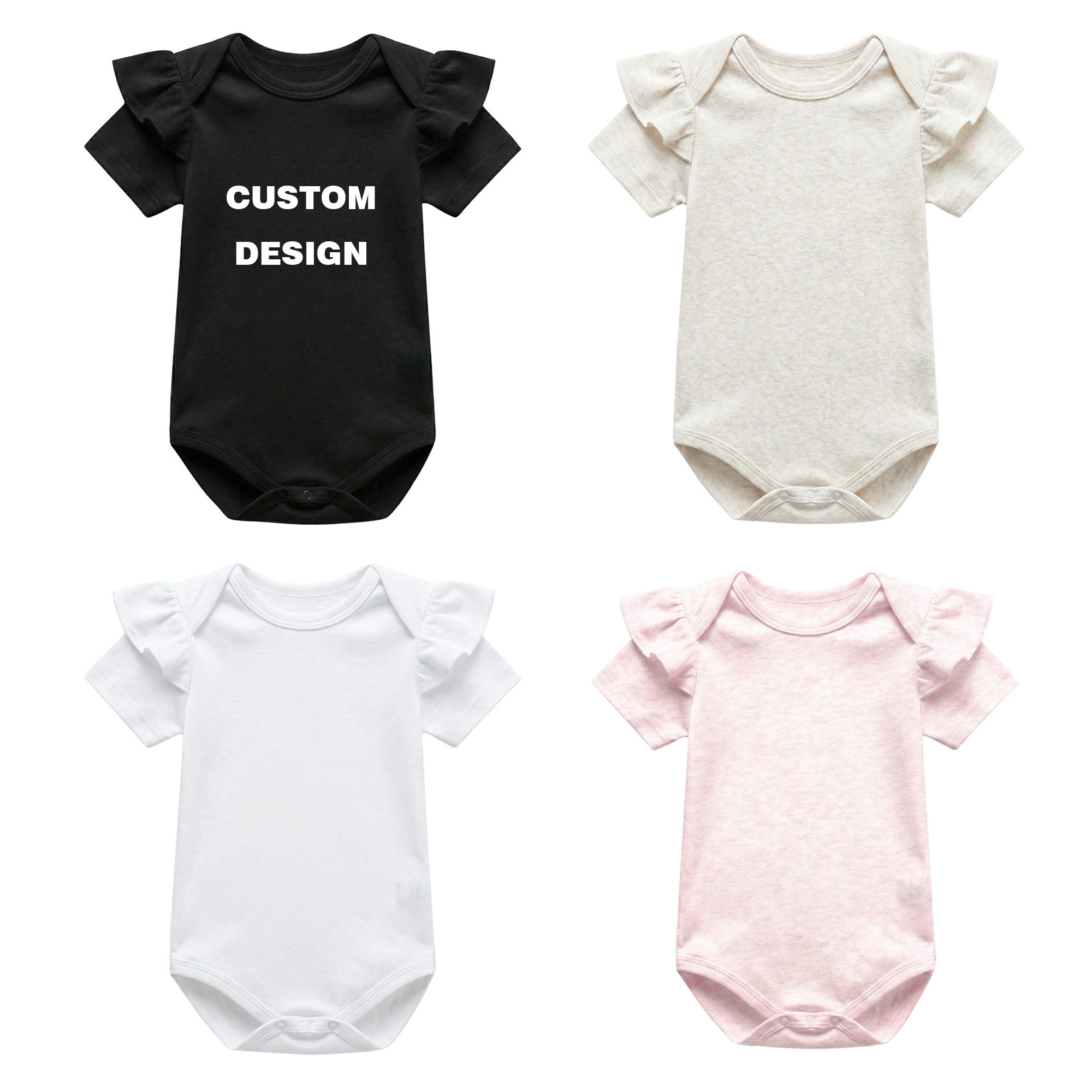Customized Bamboo Spandex Children Unisex Onesie Pajama Ruffle Long Sleeve Solid Newborn One Piece Bodysuit Sleepwear Kid Romper - Image 4