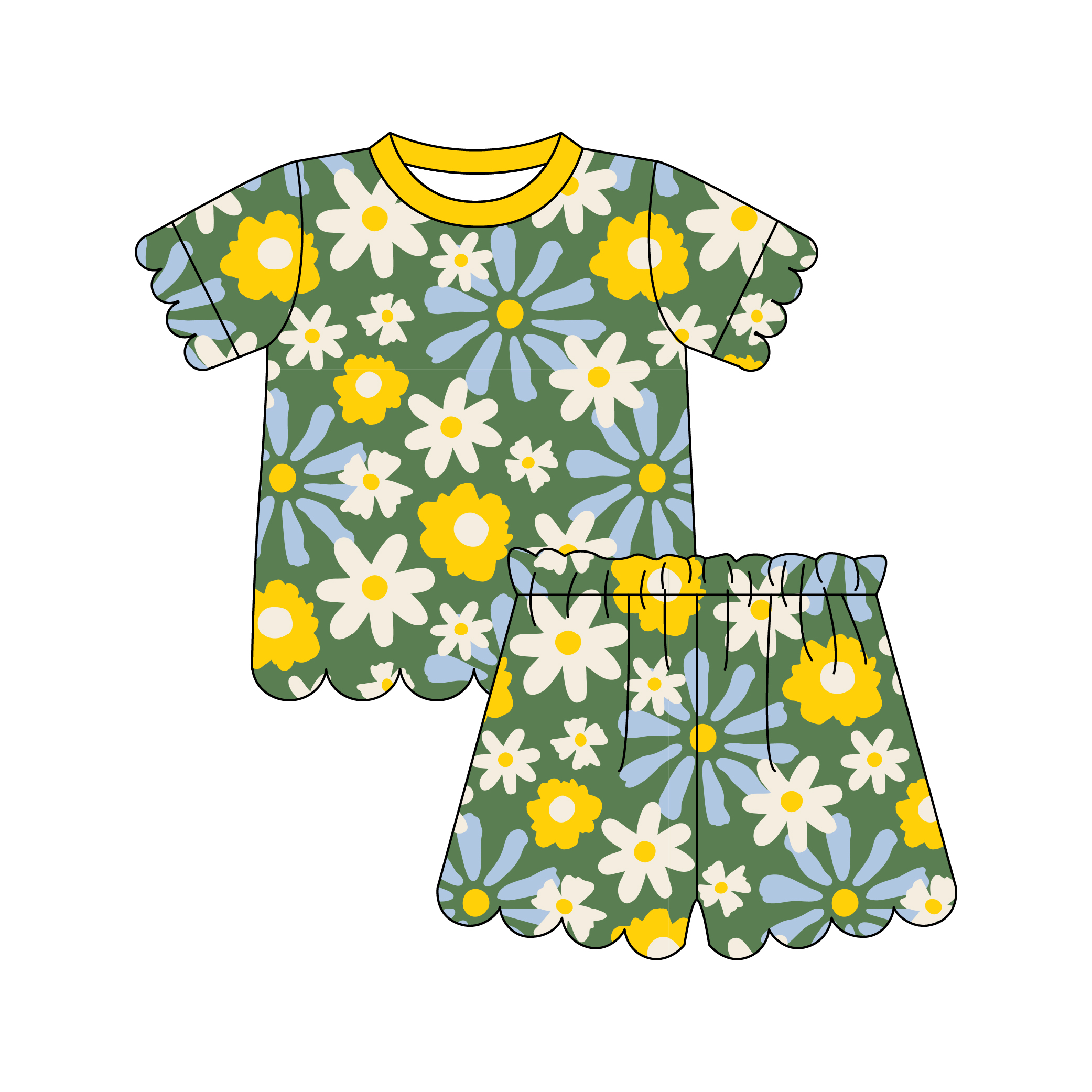 Wholesale Organic Bamboo Baby Pajama Sets Toddler Scalloped Hem Sleepwear Nightgown Pijama Sets 2pcs Clothes Girls Clothing Set - Image 4