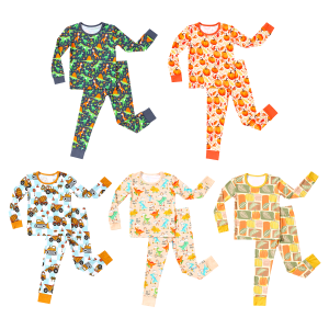 Custom 95% Bamboo 5% Spandex Baby Kid 2 Pcs Short Sleeve Pants Pjs Sleepwear Children Pajamas Sleepsuit Clothes Outfit Sets
