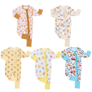 Custom Bamboo Spandex Newborn Baby Clothes Sleeper Infant Bodysuit Onesie Rompers Zip One Piece Toddler Non-Slip Footie Pajamas