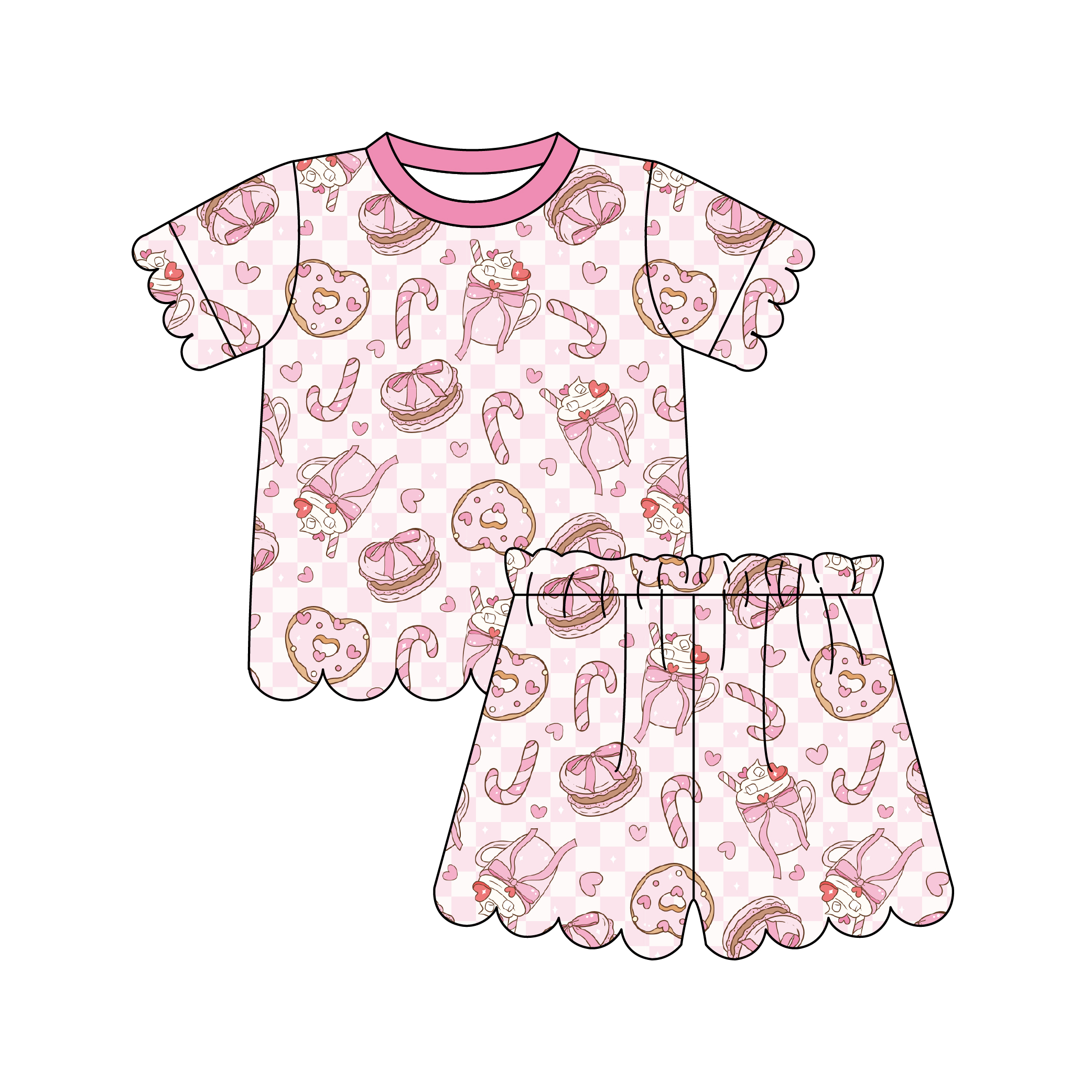 Wholesale Organic Bamboo Baby Pajama Sets Toddler Scalloped Hem Sleepwear Nightgown Pijama Sets 2pcs Clothes Girls Clothing Set - Image 3