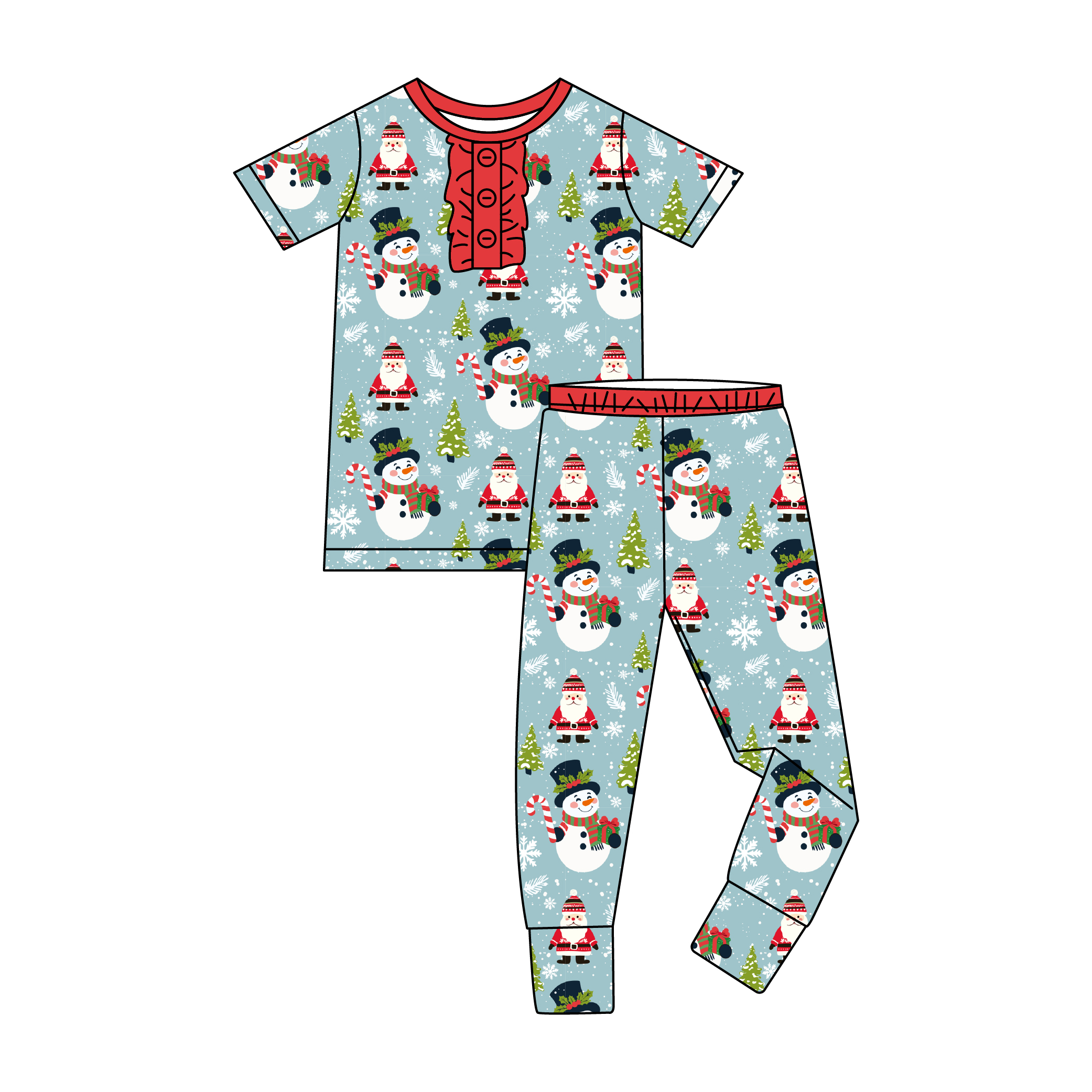 Custom Organic Bamboo Baby Pajama Set 2pcs Children Unisex Ruffle Button Shirt With Pants Casual Clothing Sleepwear Kids Pyjamas - Image 2