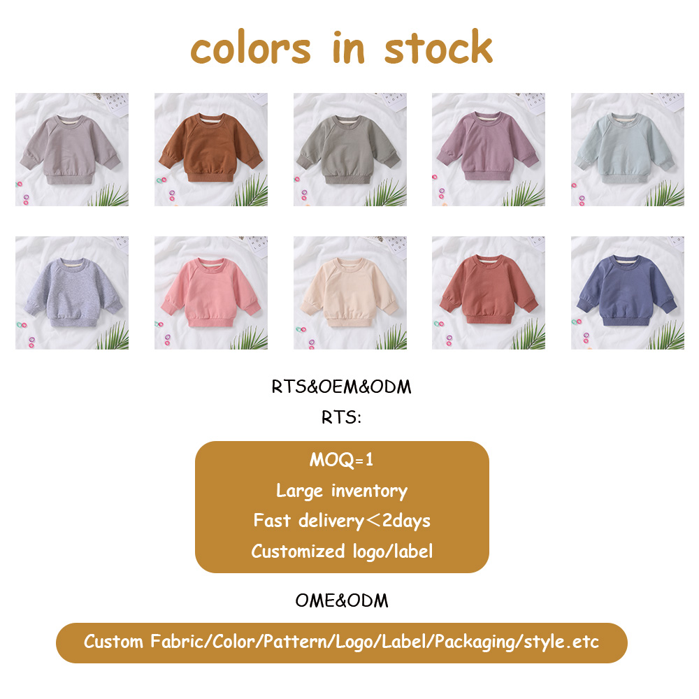 Ready to Shop Long Sleeve French Terry Kids Clothes Baby Crewneck Sweatshirt Custom Printed Logo Children Pullovers Tracksuit - Image 6