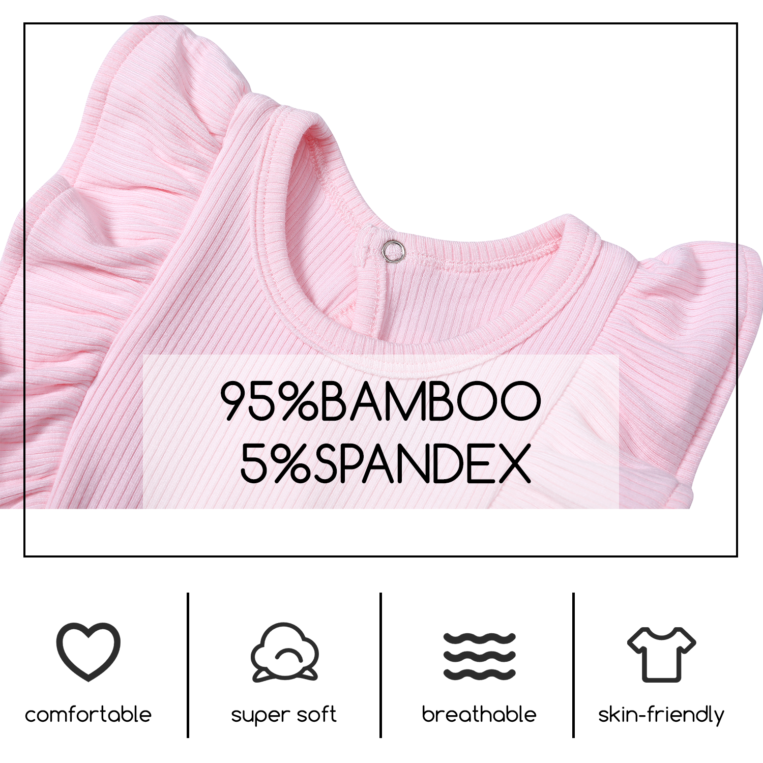 High Quality Baby Girls Two Piece Dress and Diaper Cover Set Summer Newborn Flutter Sleeves Infant Girls Ribbed Dresses Bloomer - Image 3