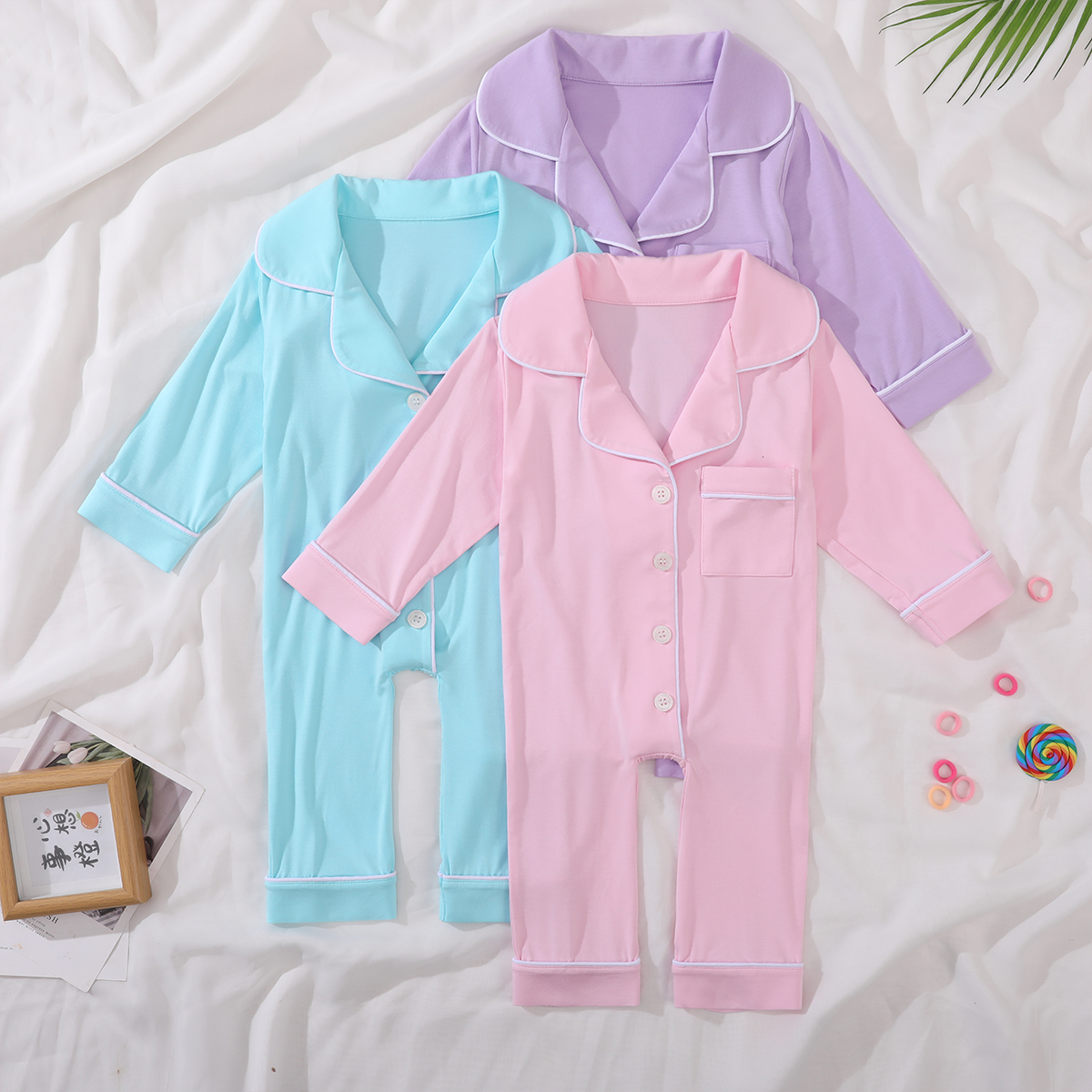 OEM ODM Bamboo Baby Clothes Newborn Pajamas Jumpsuit Infant Onesie Romper Baby Long Sleeve Sleepwear Rompers for Toddler