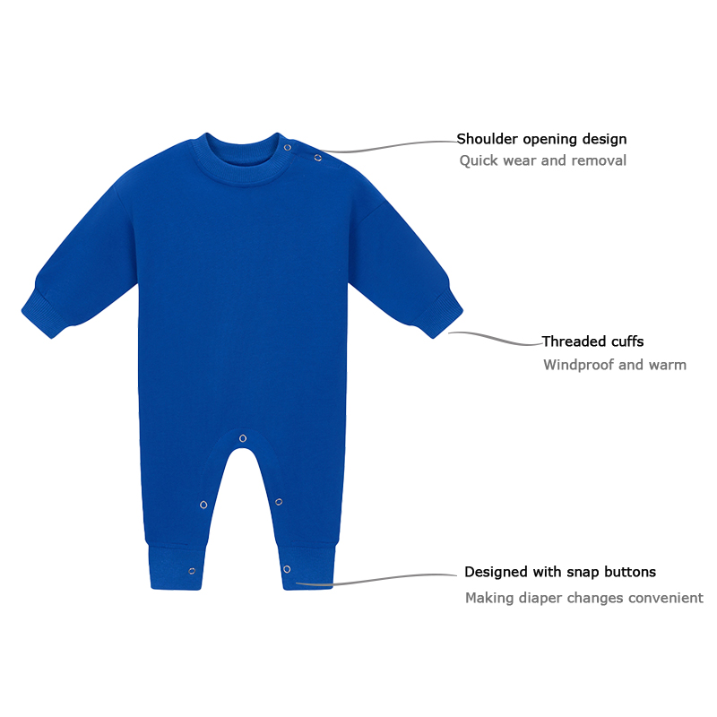 Custom Color Unisex 70% Bamboo 30% Cotton Long Sleeve Baby Romper Snap Button Jumpsuit Toddler Baby Bubble Sweatshirt Romper - Image 2