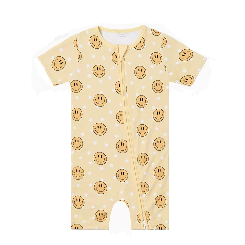Custom Printing Summer Bamboo Baby Boys Girls Pajamas Toddlers Onesie Short Sleeve Newborn Baby Zip Sleepwear Rompers - Image 4