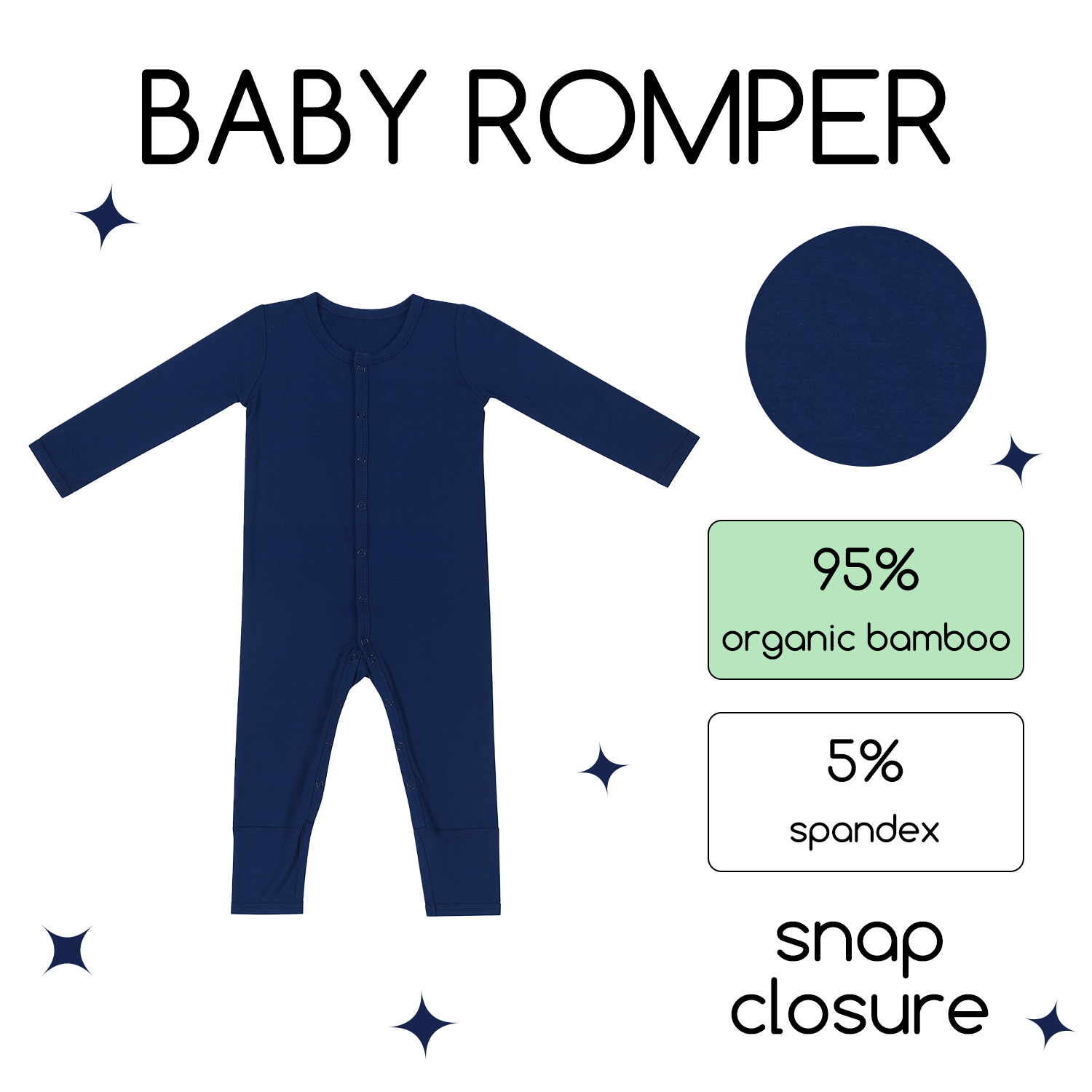 New Plain Color Baby Boy Girl Organic Bamboo Outfit Onesie Long Sleeve Snap Button Closure Soft One Piece Infant Sleeper Romper - Image 3