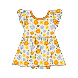 Customized Bamboo Baby Girl Bodysuit Dress Newborn Sleeveless Romper Clothing Ruffle Sleeve Infant Onesie Twirl Dress for Girls