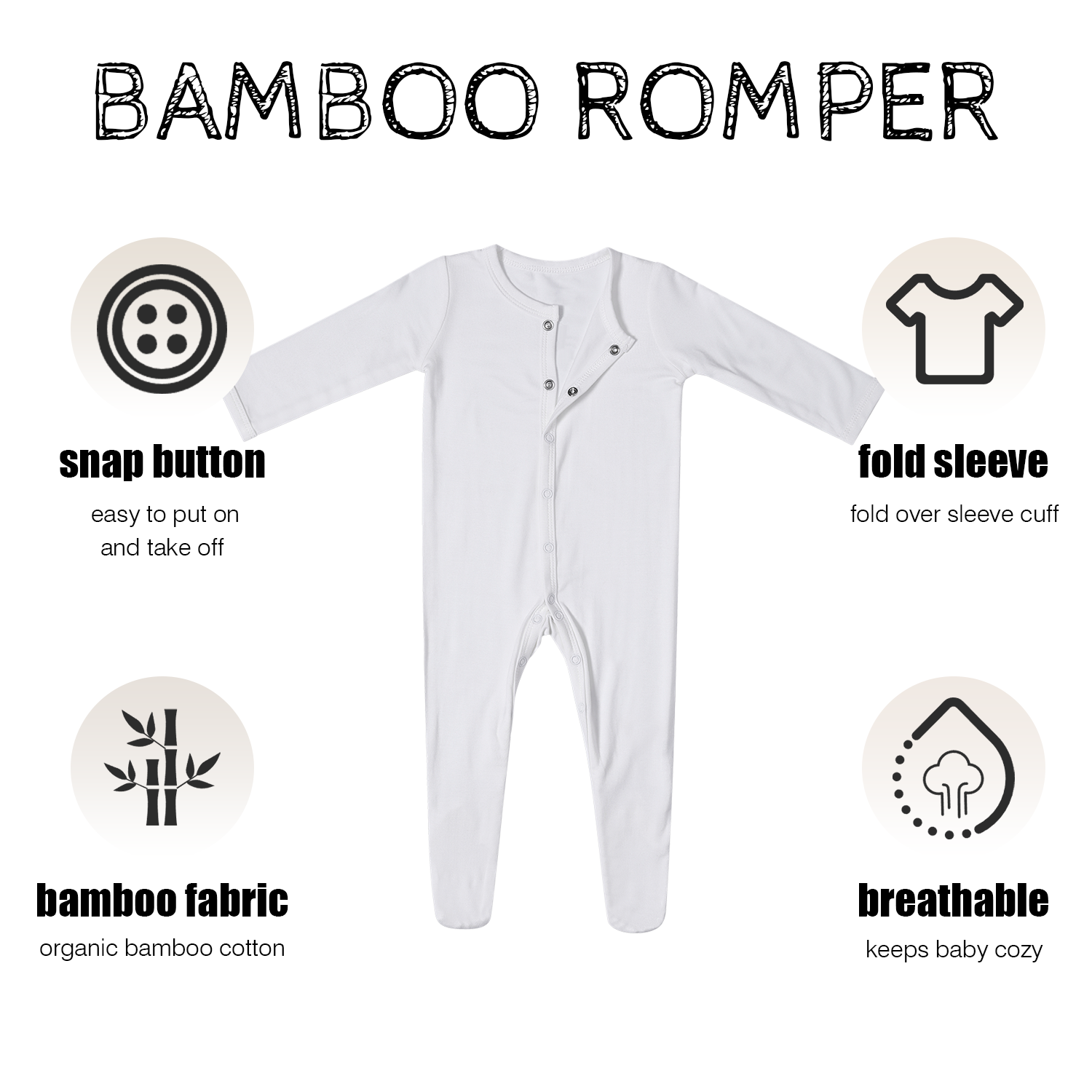 High Quality Toddler Organic Bamboo Solid Bodysuit Clothing Infant Pjs Snap Button Closure Casual Pajama Sleepwear Footed Romper - Image 4