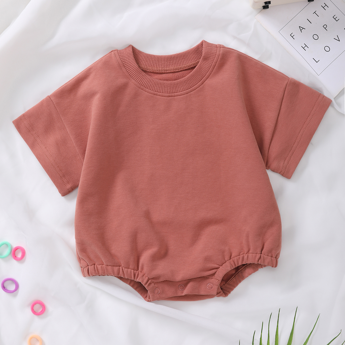 Custom Toddler Bubble Sweatshirt Newborn Short Sleeve Bodysuit Romper French Terry Organic Cotton Oversized Baby Bubble Rompers - Image 3