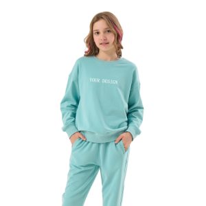 Custom Kid Cotton Sweatshirt French Terry Oversized Crewneck Sweatshirts Baby Kids Jogger Set Children Tracksuits for Kids