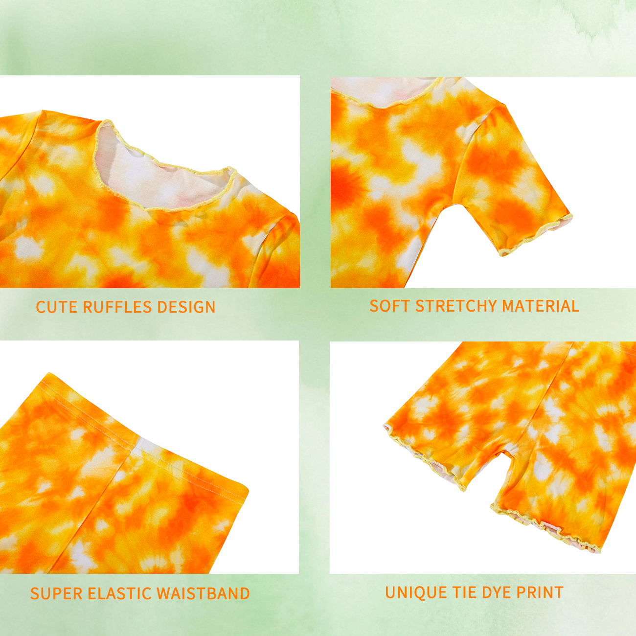 OEM Bamboo Children Clothes Short Sleeve T-Shirt and Shorts 2 Piece Set Tie Dye Baby Girls Boys Clothes Bamboo Pajamas for Kids - Image 2