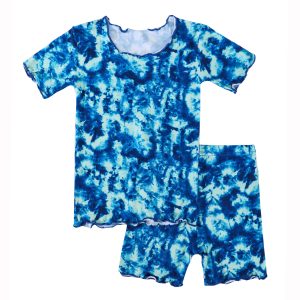 Custom 95% Bamboo 5% Spandex Kids Sleepwear Junior Soft Bamboo Baby Pajamas Set Tie Dye Short Summer Pjs 2pcs Set
