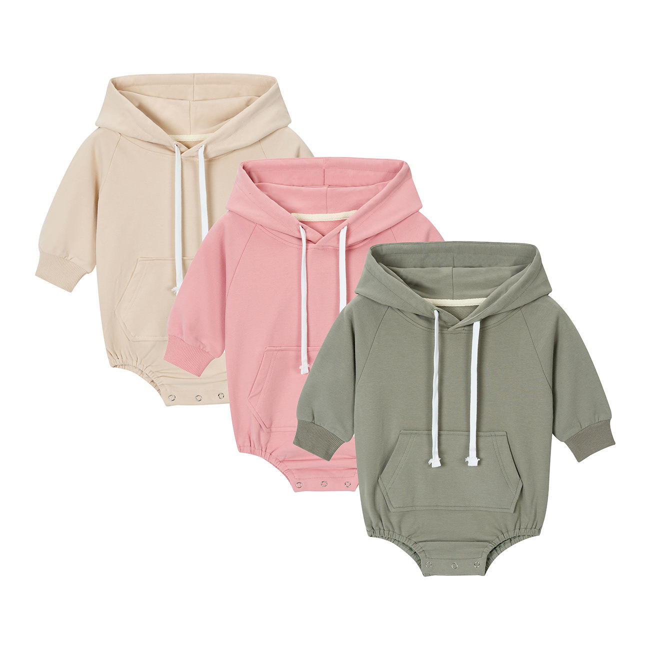 Private Logo French Terry Solid Long Sleeved Oversize Toddler Hoodies Sweatshirts Infant Jumpsuit Baby Sweatshirt Romper