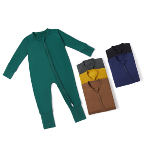 95% Bamboo Fiber 5%Spandex Custom Solid Bamboo Zipper Baby Romper Footless Pajamas Newborn Baby Clothes