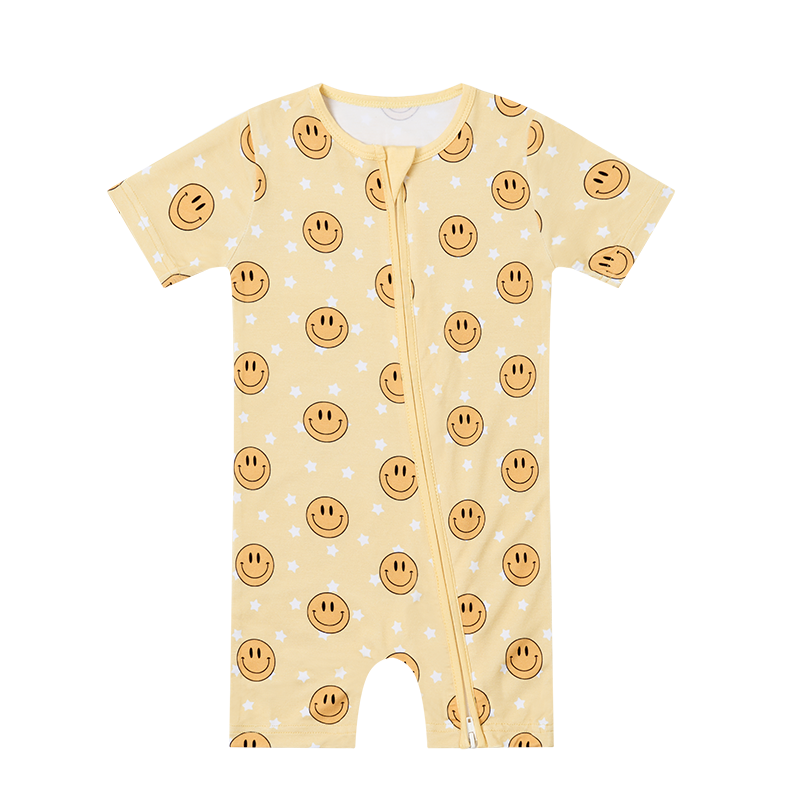 Custom Print Bamboo Spandex Baby Double Zipper Short Sleeve Romper Pajamas Sleeper Clothes - Image 6