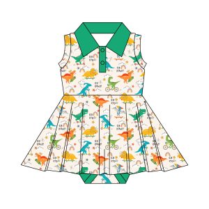 Hot Selling Print Sweet Girls Polo Bodysuit Dress Sleeveless One Piece Soft Jumpsuit Sleeper Clothes Baby Girls Romper Dress