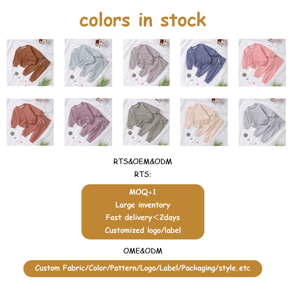 Custom Logo Kid Tollder Organic Cotton French Terry Joggers Sets Baby Children's Sweatshirt Jumper Tracksuits Hoodies for Kids - Image 3