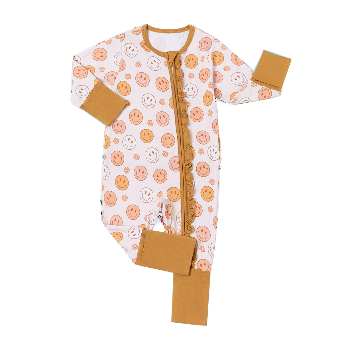 Custom Printing Pattern Baby Romper Bodysuit Two Way Zipper Ruffle Newborn Onesie Sleepwear Pajama Long Sleeve Children Jumpsuit - Image 4
