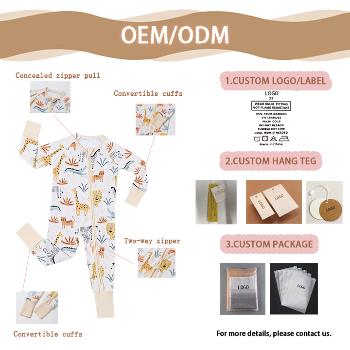 Custom Print Kid Baby Organic 95% Bamboo 5% Spandex Onesie Rompers Clothes Toddler Kid Pajamas Sleepwear Clothing - Image 4