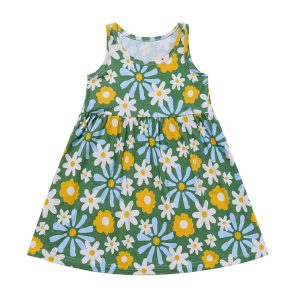 Custom Printing Summer Kid Girl Clothing Sleeveless Little Girl Dress Printed Bamboo Toddler Baby Dress