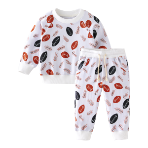 Custom Organic Bamboo Baby Sweatshirt Set Newborn Long Sleeve Winter Tracksuit Set Clothes Children Jogger Set with Drawstring