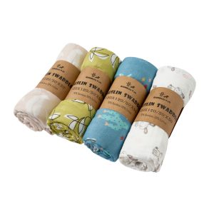 Custom Design 70% Bamboo 30% Cotton Soft Newborn Baby Infant Muslin Bamboo Cotton Swaddle Receiving Blanket Wraps for Baby