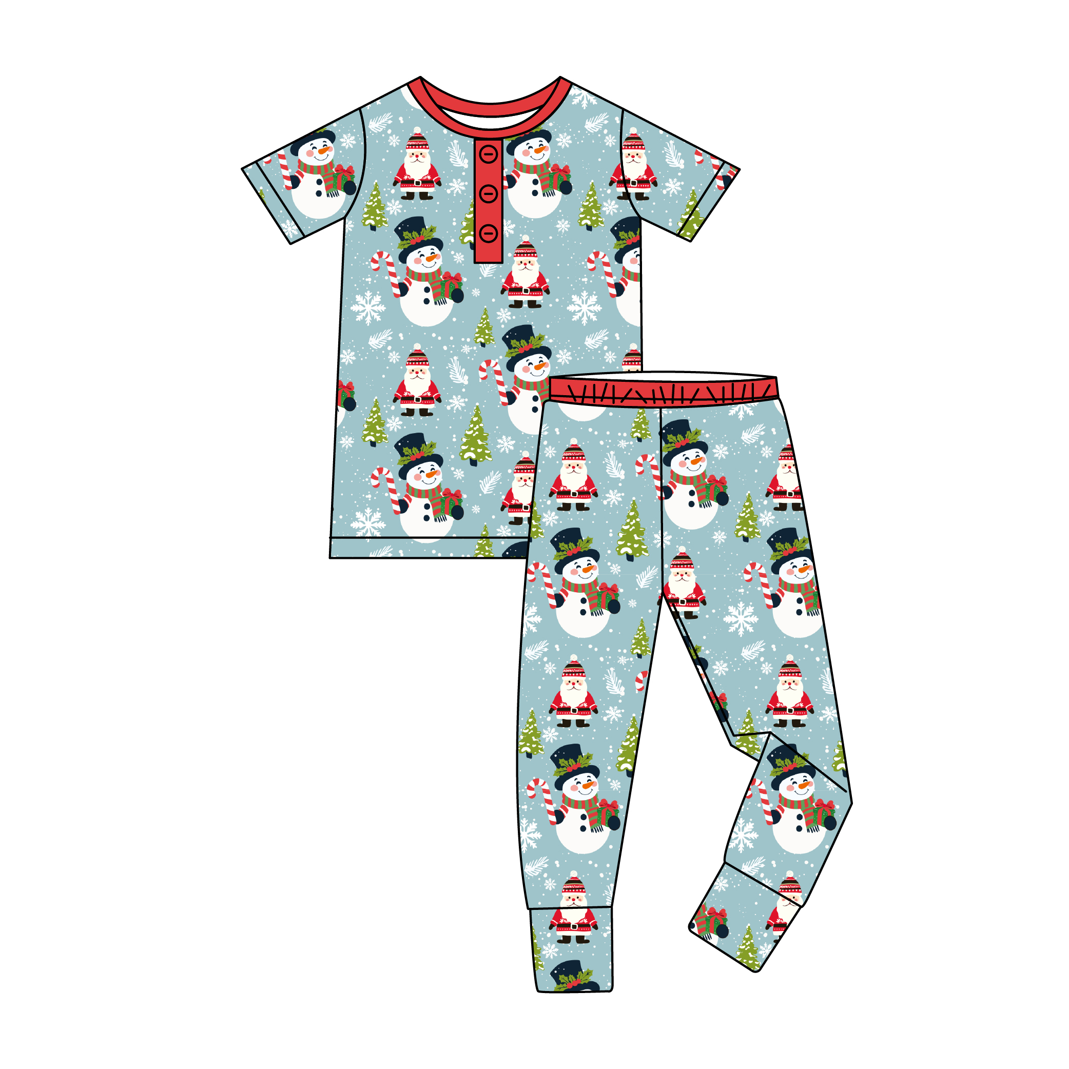 Custom Organic Bamboo Baby Pajama Set 2pcs Children Unisex Ruffle Button Shirt With Pants Casual Clothing Sleepwear Kids Pyjamas - Image 3