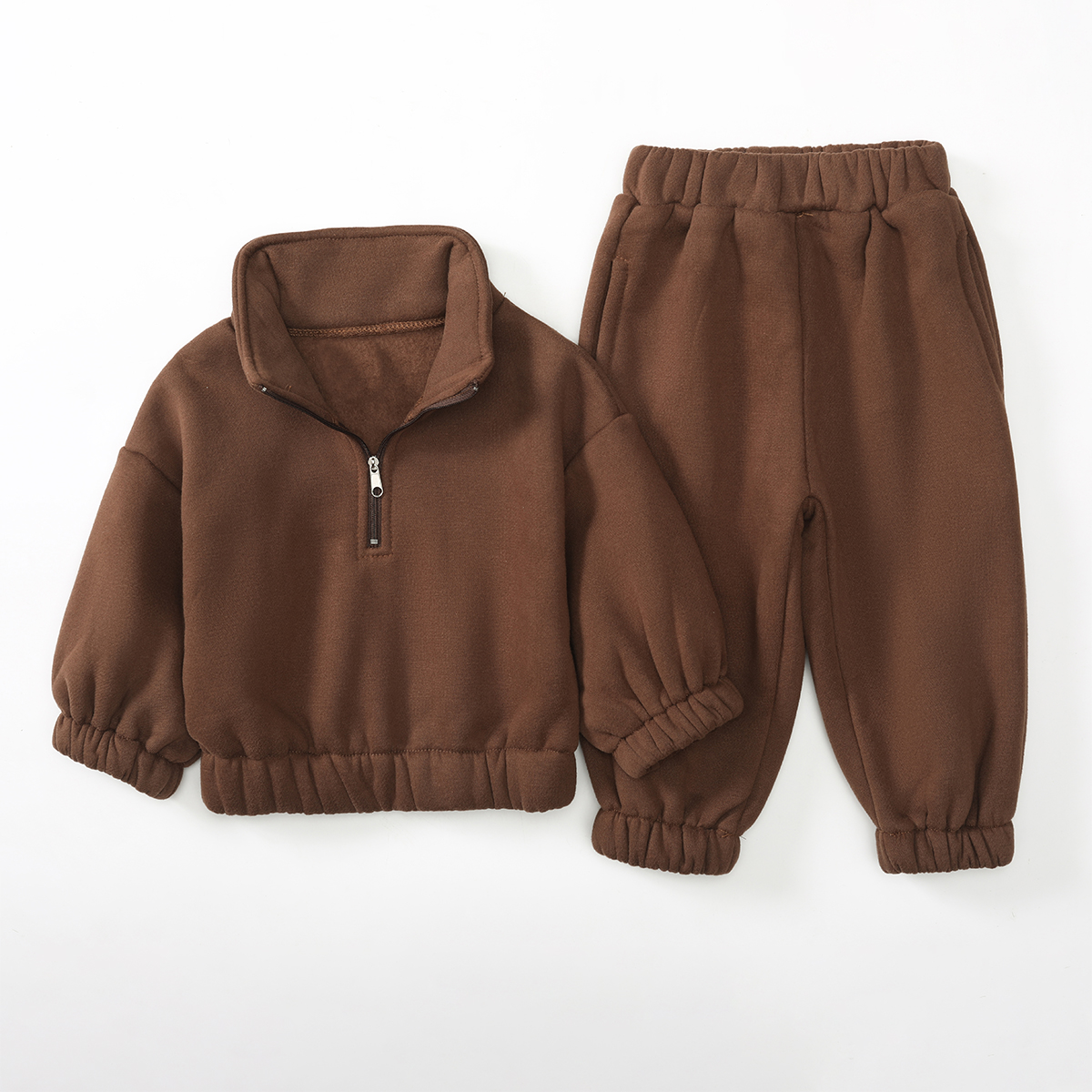 Custom Organic Cotton Kids Thick Swearsuit Baby Sportswear Jogger Clothes Set Children Tracksuit and Pant Two Pieces Set - Image 2