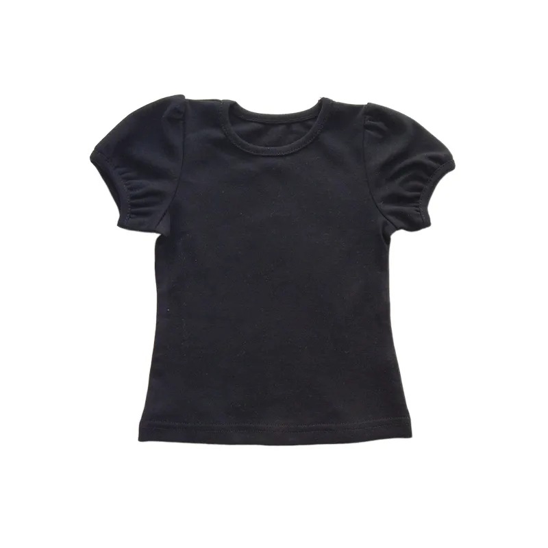 Hot Selling Organic Cotton Short Puff Sleeve Baby Unisex Casual T Shirt Breathable Children Solid Clothes Toddler T Shirt - Image 2