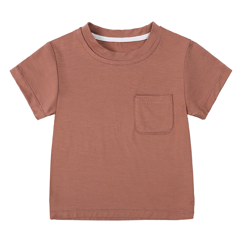 High Quality Toddler T-Shirt 95% Bamboo 5% Spandex Summer Short Sleeve Solid Tees Children Unisex logo Design Clothes Top Shirt