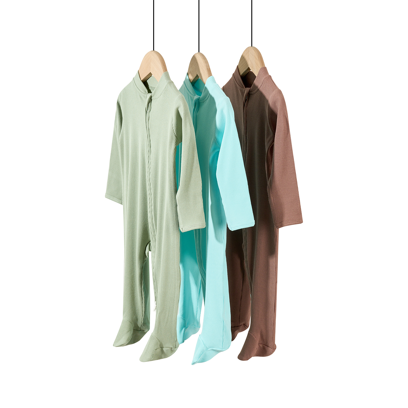 Custom Color Kids Ribbed Clothing Baby Zipper Pajamas Newborn Toddler Ribbed Sleeper Organic Cotton Baby Sleepsuit Footie Romper - Image 2