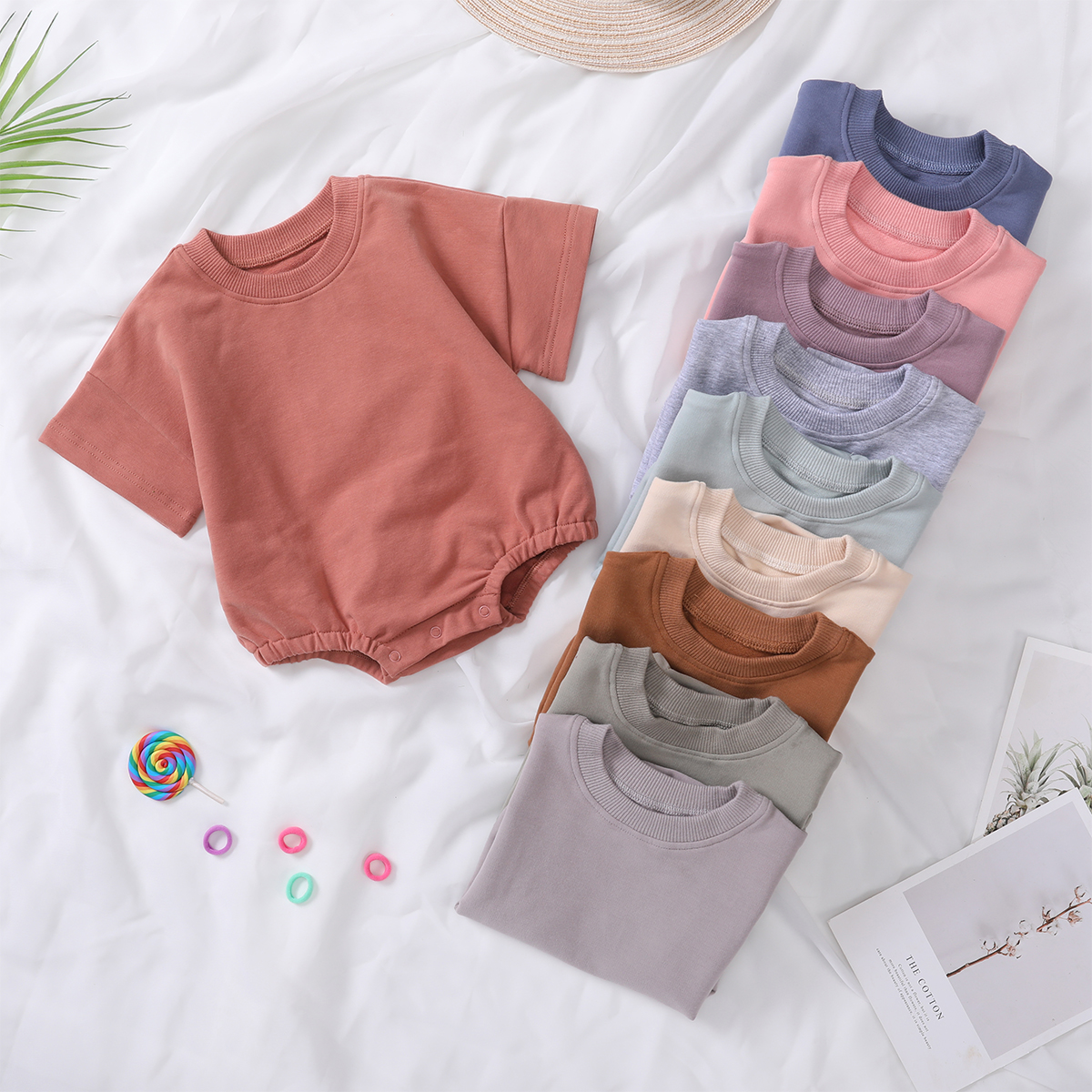 Custom Summer Organic Bamboo Cotton Newborn Infant Bodysuit Baby Unisex Romper Sweatshirt Short Sleeve Infant Onesie Baby Romper