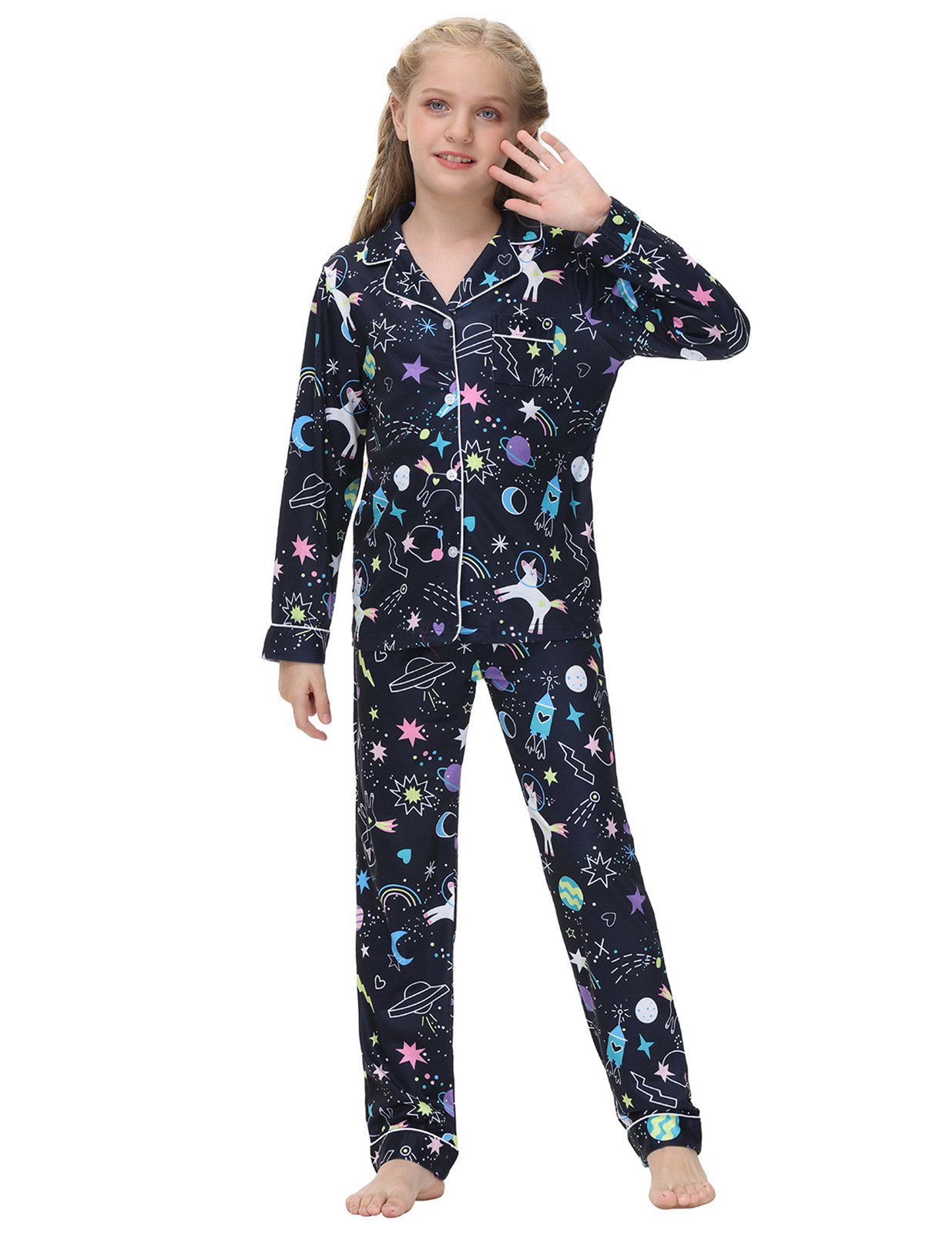 Custom Cotton Kids Home Clothes Sleep Wear Children Pajamas Long Sleeves Two Piece Pajamas Set Sleepwear for Children - Image 4