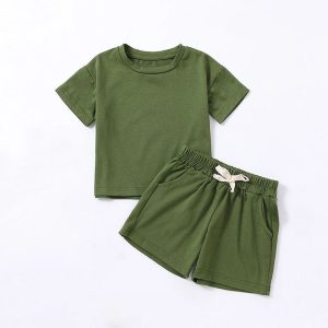 Customized Organic Bamboo Baby Pajamas Sets Short Sleeve High Waist Two Pieces Sets Nightgown Sleepwear Pajama Children Pyjamas