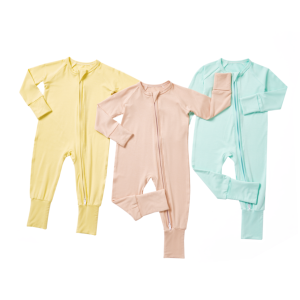Bamboo/Spandex Baby Comfortable Flower Bamboo Fiber Zipper Unisex Infant Jumpsuit