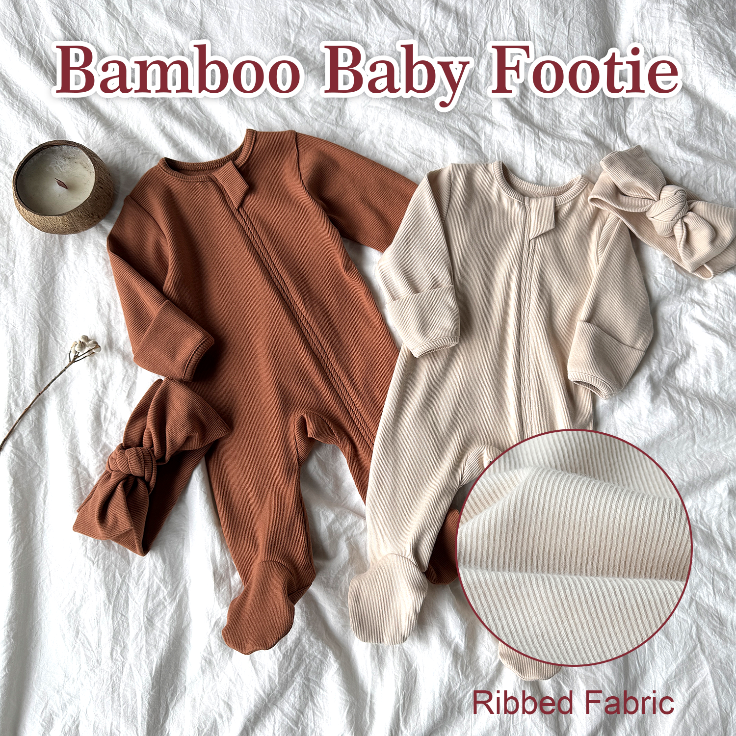 Wholesale Cotton Spandex Two Way Zipper Solid Baby Romper Long Sleeve One Piece Bodysuit Sleeper Onesie Children Jumpsuit Pajama - Image 4