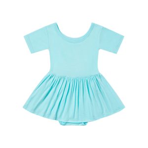 Custom Printed Logo 95% Bamboo+5%Spandex Short Sleeve Toddle Baby Girls Dresses Newborn Bodysuit Dress Bamboo Baby Dress Romper