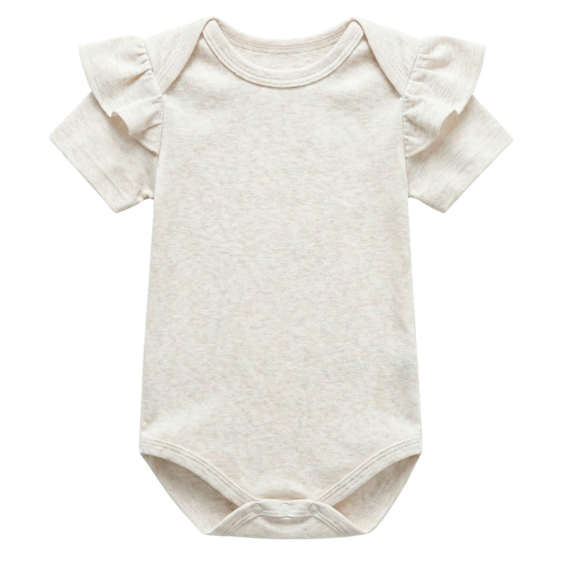 Custom Organic Bamboo Baby Romper Bodysuit Solid Short Sleeve Ruffle Newborn Breathable Onesie Pajama Clothes Infant Jumpsuit - Image 2