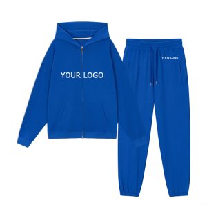 Casual Style Full Zip up Hoodie Unisex French Terry 100% Cotton Hooded Zip-up Sweatshirt Hoodie Sweatpants Set Zipper Hoodie Set