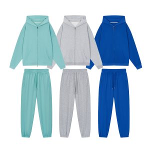 Manufacturer Custom Hoodies 100% Cotton French Terry Oversize Sweatpants and Hoodie Jacket Set Zip up Hoodies Set for Men