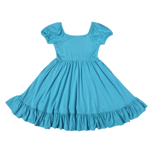 Toddler Girls' Casual Summer Twirl Midi Dresses Soft Organic Bamboo Ruffle Short Sleeve Children One Piece Cloth Baby Girl Dress