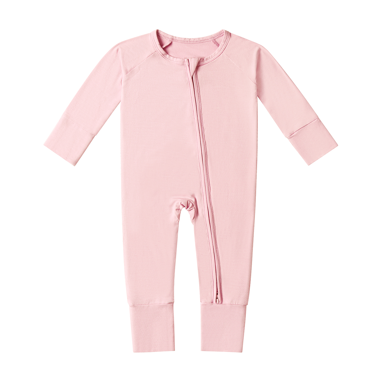 Ready to Ship Solid Color Soft Bamboo Fabric Spandex Zipper Romper Pajamas Sleepwear Bamboo Kid Sleeper Clothes Jumpsuit - Image 3